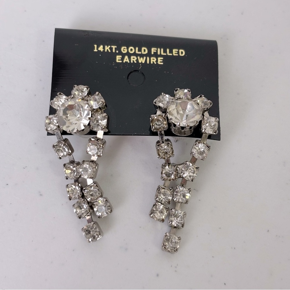 Gold Filled Crystal Look Drop Earrings